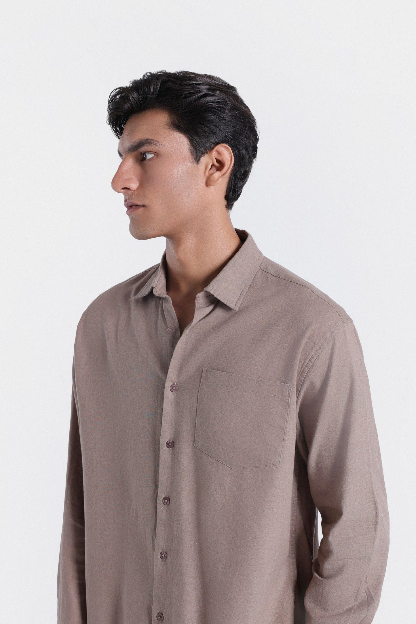 Cotton Linen Shirt With Patch Pocket